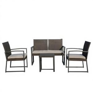 Juego de Comedor para Exteriores de Diseño Europeo para 5 Personas con Panel de MDF Resistente y Estructura de Madera Ecológica para Uso en Villas, Jardines, Escuelas y Almacenes - Product Image 1