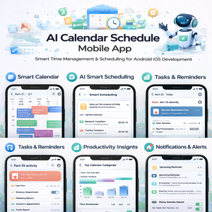 การพัฒนาแอปจัดการกำหนดการอัจฉริยะด้วย AI สำหรับระบบปฏิบัติการ Android และ iOS บริการซอฟต์แวร์มือถือสำหรับแพลตฟอร์มจัดการเวลาอัจฉริยะ - Product Image 1