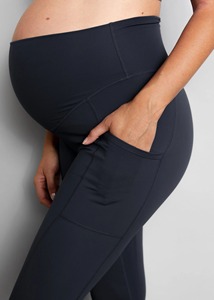 <b>Maternity</b> Yoga Leggings High Waist Full Length Solid Color Stretchy Skinny Fit Women's Tights Breathable Knitted Pants Summer - Product Image 5