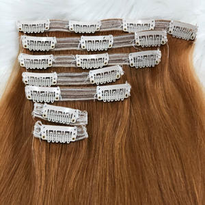 Vente en gros Clip de cheveux humains Super Double Drawn Straight Blonde Hair Bundle 100% cheveux vierges non traités Meilleur vendeur - Product Image 3