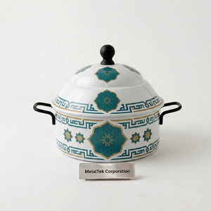 Ensemble de casseroles isothermes en émail à motifs géométriques islamiques, style arabe, pour garder les aliments au chaud, en acier inoxydable, ustensiles de cuisine, plat de service, marmite - Product Image 5