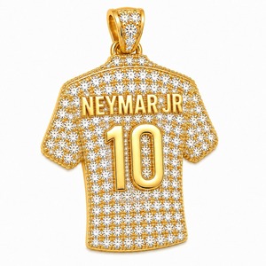 Luxury Custom Football Crown Pendant 18K Yellow Gold Lab Grown Diamond Number 10 <b>Iced</b> <b>Out</b> Sports Necklace Wholesale - Product Image 6