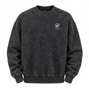 Wholesale 2026 Custom Acid <b>Wash</b> Winter Men's Sweatshirt 100% Cotton Heavyweight Crew Neck Eco-Friendly Breathable Fleece Lined - Product Image 1