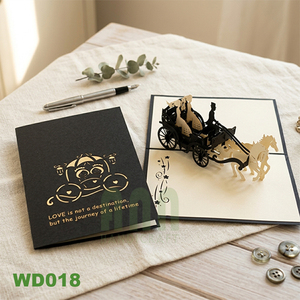 Recuerdos de papel hechos a mano para bodas cumpleaños Año Nuevo Día de San Valentín elegante carruaje Invitaciones de Boda Tarjetas de Felicitación - Product Image 5