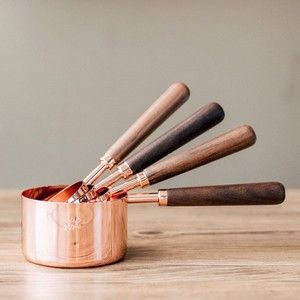 Juego de Tazas Medidoras de Cobre Puro de Calidad de Exportación con Asas de Madera, Utensilios de Cocina, Venta al por Mayor, Fabricante - Product Image 6