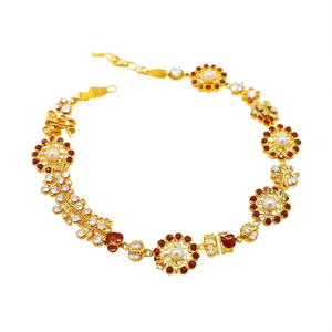 Juego de Brazaletes Finos Chapados en Oro Jewelemarket con Cristal y Perla Meenakari 10575605MR_2.4 - Product Image 2