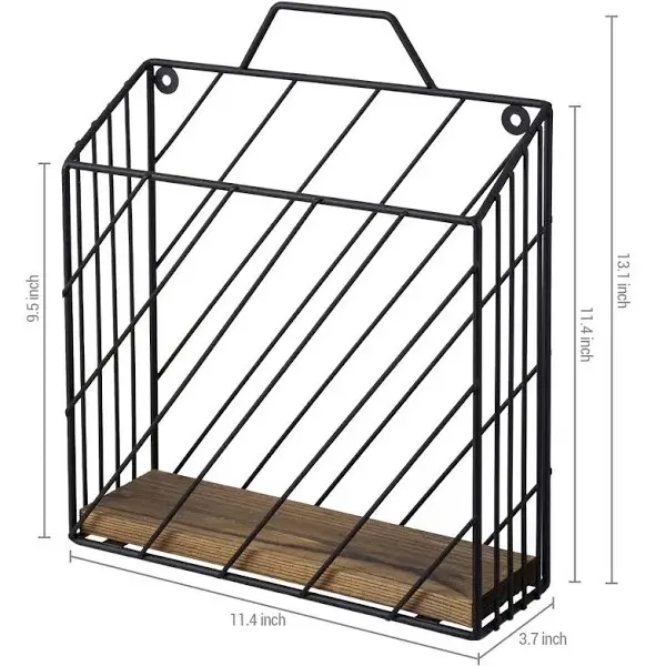 Organizzatore di accessori da scrivania in metallo nero e filo di legno cestino portaoggetti appeso portariviste portariviste portariviste