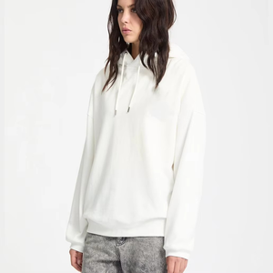<b>Men's</b> White Hooded Sweatshirt Regular Fit 100% Cotton French Terry Casual Autumn Wear - Product Image 5