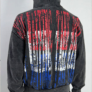 Ensemble de survêtement unisexe noir, rouge et bleu imprimé, à capuche, respirant, avec cordon de serrage, manches longues, coupe ample, décontracté, sweat-shirt et short - Product Image 2
