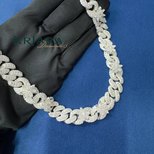 Moissanite <b>Statement</b> <b>Necklace</b> S925 Silver Link Chain Flower Design Luxury Unisex Everyday Wear - Product Image 1
