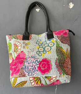 Vintage Style Cotton Kantha Shoulder <b>Bag</b> for Women – Handcrafted Ethnic Tote with Unique Quilted Stitch <b>Work</b> - Product Image 4