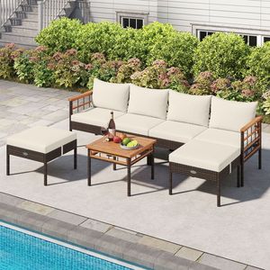 Set di Sedie in Rattan con Poggiapiedi e Tavolino per Giardino - Product Image 6