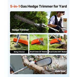 Tagliasiepi a Benzina a 2 Tempi da 5,163cc, Decespugliatore Portatile Senza Fili con Set di Protezioni per Uso in Giardino - Product Image 2