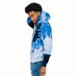 Sweats à capuche tie-dye sur mesure pour hommes, basiques surdimensionnés en coton mélangé, style streetwear. - Product Image 3