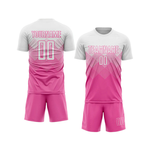 Custom Pink White Sublimation Soccer Uniform Jersey Set Tagless <b>Comfort</b> Wholesale Options With Sublimation Printing - Product Image 1