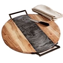 CADEAU DE DÉSHERCISSEMENT PLATEAU D'ÉCHECES EN ACAJOU EN ACIER INOXYDABLE Besafe Planche à découper décorative en marbre avec poignée - Product Image 4