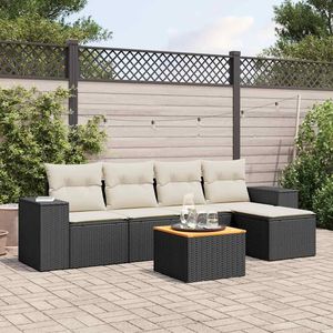 Conjunto de Sofás Modulares Grandes de Ratán PE Negro para Jardín, Elegante Colección de Muebles para Exteriores - Product Image 1