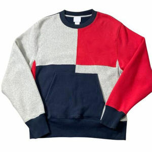 <b>Men</b> Color Blocking Crewneck Sweatshirt Regular Fit Knitted Cotton <b>Pullover</b> With Pocket Casual Autumn Style - Product Image 1