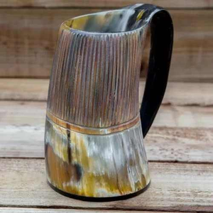 Mug authentique 100% authentique en corne de buffle écologique, fabriqué à la main avec base en bois sculptée style animal, personnalisable - Product Image 5