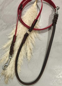 Correa para perro de biotano combinada con cuero trenzado, con costura, ajustable. - Product Image 2