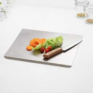 Planche à découper rectangulaire en acier inoxydable, antidérapante, facile à nettoyer, durable, non toxique, pour la cuisine - Product Image 1