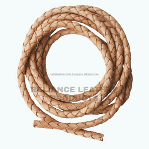 <b>Top</b> Grade 4mm Natural Bolo Braided Leather Cord Real Cowhide <b>String</b> High End 925 Silver Plated Custom Charm Bracelet - Product Image 5