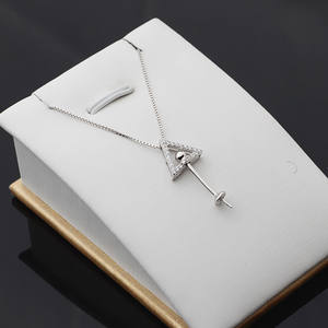 Ensemble de collier avec pendentif triangle en argent S925 avec plateau vide, bijoux pour femmes, accessoires de bricolage, incrusté de 379 petits arbres avec chaîne fantaisie - Product Image 1