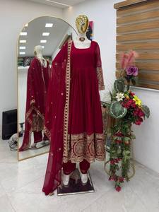 <b>Wine</b> Red Anarkali Suit for Women, Embroidered Georgette Anarkali Gown Set, Indian Party Wear Dress, Pakistani Style Salwar Suit, - Product Image 3