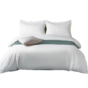 Ensemble de couette en coton vert uni 400TC, lavable en machine, design moderne pour la maison, 3 pièces, design cousu - Product Image 6