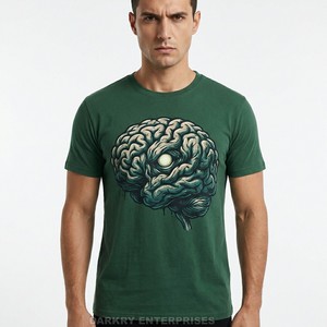 Custom Men Cotton T-Shirt Dark Brown Graphic Tee Neon Style Zombie Outline Print <b>Tshirt</b> Men Modern Streetwear Fashion Apparel - Product Image 5