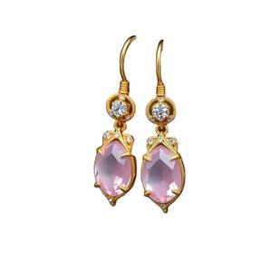 Pendientes de lujo para mujer, joyería de moda, pendientes de cuarzo rosa, venta al por mayor, a granel para mujeres y niñas - Product Image 1