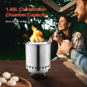 Braciere da Tavolo Portatile in Acciaio Inox da 6 Pollici, Caminetto per Interni ed Esterni, Bruciatore a Alcool per Preparare S'mores, Fornello a Legna - Product Image 3