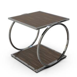 Mesa Auxiliar de Diseño con Base de Metal de Doble Anillo, Mesa de Centro de Dos Niveles con Superficie de Metal, Mueble Moderno para Sala de Estar - Product Image 3