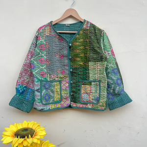 Couette indienne faite à la main 100% coton écologique matelassée anti-plis respirante séchage rapide imprimée numériquement avec poche avant Automne/Hiver - Product Image 1