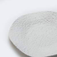 Vaisselle blanche texturée personnalisée avec logo YAYU, assiettes à salade en porcelaine irrégulières, plats en céramique noire pour restaurant