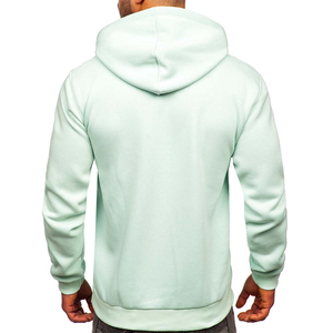 Vente en gros – Nouveau sweat à capuche kangourou pour homme, couleur menthe claire unie, en polaire, manches longues, polyester/coton, séchage rapide, idéal pour l'hiver - Product Image 3