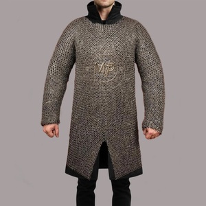 Stainless Steel 9mm Chainmail Shirt-Silver-Plated Flat Ring <b>Riveted</b> Antique Modern Armor - Product Image 4