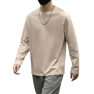 Camisetas de Manga Larga para Hombre, Algodón Premium, Cuello Redondo Informal, Camisetas Suaves y Transpirables para Uso Diario, Ropa Personalizada OEM, Camisetas para Hombre - Product Image 2