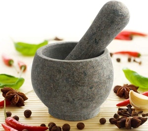 Mortier et pilon en pierre ollaire naturelle robuste pour herbes et épices – Outil de cuisine en gros - Product Image 1