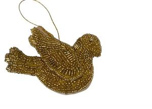Adorno Colgante de Pájaro Dorado Zari |   Adorno/Parche Decorativo Bordado con Cuentas Zardozi |   Decoración para Ramadán y Decoración para Árboles de Navidad - Product Image 3