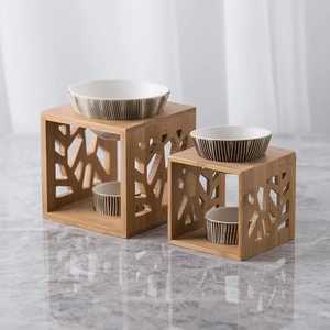 New Style Bamboo Incense Burner with Pink <b>Ceramic</b> Dish Aromatherapy <b>Diffuser</b> Decorative Candle Holder All-Season Use - Product Image 6