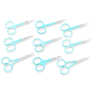 Tijeras para Cutículas de Acero Inoxidable Plateado con Punta Teal, Tijeras Multicapa para Extensiones de Pestañas, para Arte de Uñas y Belleza, Punta Puntiaguda - Product Image 2