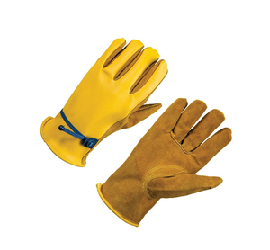 Yellow Anti-static Touchscreen <b>Gloves</b> with Blue Drawstring Button Closure Polyester Material 10 Inch Length Silicone-free - Product Image 6