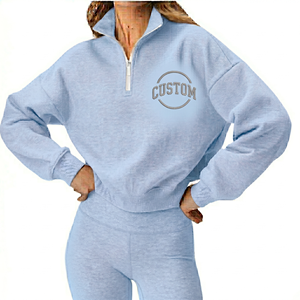 Heavyweight Fleece Breathable Windproof Winter Long Half Zip Hoodie Sweatshirt Women Custom Front Pullover Sportswear Oversized - Product Image 3