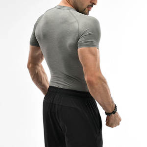 2026 Wholesale Bodybuilding Workout Gym Regular Fit <b>Compression</b> <b>Shirt</b> <b>Men</b> Short Sleeves 100% Cotton Breathable Fitness Wear - Product Image 3