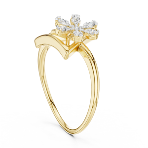 Anillo de Diamante Cultivado en Laboratorio TRIORA BLOOM, Oro Amarillo de 18 Quilates con Baño de Rodio, Corte Brillante Minimalista, para Compromiso, Fiesta, San Valentín - Product Image 3