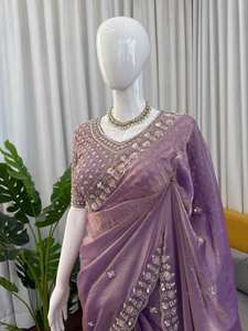 Collection de saris en soie brodée Fendy, spéciale mariage de luxe - Product Image 3