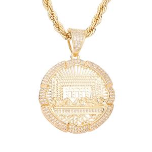 Collar con Colgante de la Última Cena con Diamantes, Estilo Hip-Hop Europeo y Americano, Joyería Religiosa para Hombre - Product Image 4