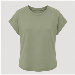 เสื้อยืดคอกลมแขนสั้นทรงหลวมสีเขียวเซจสำหรับผู้หญิง รุ่น WTS-0123 - Product Image 1