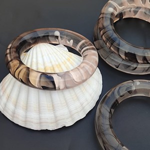 Handmade Epoxy Resin Bangles Set Round Shape Circular Pattern Glossy Finish Casting Technique Home Decoration <b>Craft</b> - Product Image 1